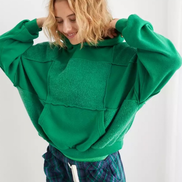 aerie | Tops | Aerie Patchwork Sherpa Hoodie | Poshmark